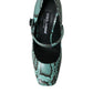 Aqua Python Leather Mary Jane Pumps Shoes