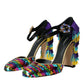 Multicolor Sequin Crystal Mary Jane Shoes