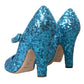 Blue Sequin Mary Jane Pumps High Heels Shoes