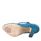 Blue Sequin Mary Jane Pumps High Heels Shoes