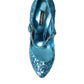 Blue Sequin Mary Jane Pumps High Heels Shoes