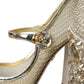 Gold Mesh Crystal Mary Jane Pumps Heels Shoes