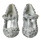 Silver Floral Crystal Mary Jane Pumps Shoes