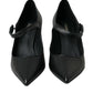 Black Leather Logo Heels Mary Janes Pumps Shoes