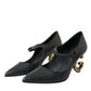 Black Leather Logo Heels Mary Janes Pumps Shoes