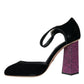 Black Velvet Strass Crystal Mary Janes Shoes