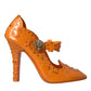 Orange CINDERELLA Floral Crystal Pumps Shoes