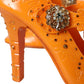 Orange CINDERELLA Floral Crystal Pumps Shoes