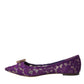 Purple Taormina Lace Crystal Loafers Shoes