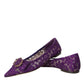 Purple Taormina Lace Crystal Loafers Shoes