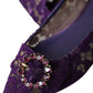 Purple Taormina Lace Crystal Loafers Shoes