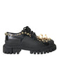 Black Leather Trekking Derby Embellished Shoes