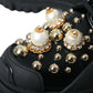 Black Leather Trekking Derby Embellished Shoes