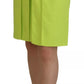 Green High Waist Pleated A-line Knee Length Skirt