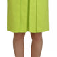 Green High Waist Pleated A-line Knee Length Skirt