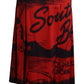 Red Printed High Waist A-line Pleated Midi Skirt