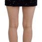 Black Embellished Mid Waist A-line Mini Skirt