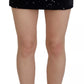 Black Embellished Mid Waist A-line Mini Skirt