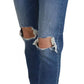 Cool Girl Blue Distressed Mid Waist Denim Jeans