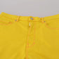 Yellow Cotton High Waist Baggy Women Hotpants Shorts