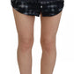 Black Checkered High Waist A-line Denim Mini Skirt