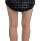 Black Checkered High Waist A-line Denim Mini Skirt