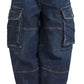 Blue High Waist Cotton Cargo Baggy Denim Jeans