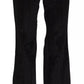 Black Viscose Super Flare High Waist Pants