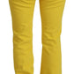 Yellow Cotton Mid Waist Flare Denim Trouser Jeans