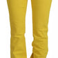 Yellow Cotton Mid Waist Flare Denim Trouser Jeans