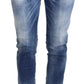 Blue Cotton Mid Waist Cropped Denim Jeans Cool Girl