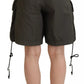 Green High Waist Cargo Bermuda Women Shorts