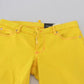 Yellow Cotton Low Waist Cropped Jennifer Denim Jeans