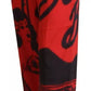 Red Printed High Waist Straight Pants