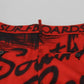 Red Printed High Waist Wide Leg Cropped Pants