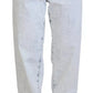 Light Blue Cotton High Waist Straight Denim Jeans