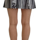 Gray Black Stripes Mid Waist A-line Mini Skirt