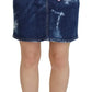 Blue Icon High Waist Denim Mini Boston Jean Skirt