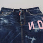 Blue Icon High Waist Denim Mini Boston Jean Skirt