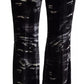 Black Printed High Waist Super Flare Pants