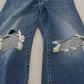 Blue Distressed High Waist Straight Denim Jeans