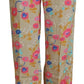 Beige Floral High Waist Straight Pants