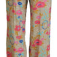 Beige Floral High Waist Straight Pants