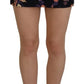 Black Floral Embroidery Mid Waist A-line Mini Skirt