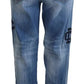 Blue Washed High Waist Straight Denim Boston Jeans