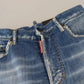 Blue Washed High Waist Straight Denim Boston Jeans