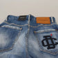 Blue Washed High Waist Straight Denim Boston Jeans