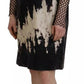 Black Tie Dye Mesh Long Sleeves Cotton Shift Dress