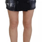 Black Distressed Mid Waist A-line Denim Mini Skirt