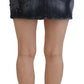 Black Distressed Mid Waist A-line Denim Mini Skirt